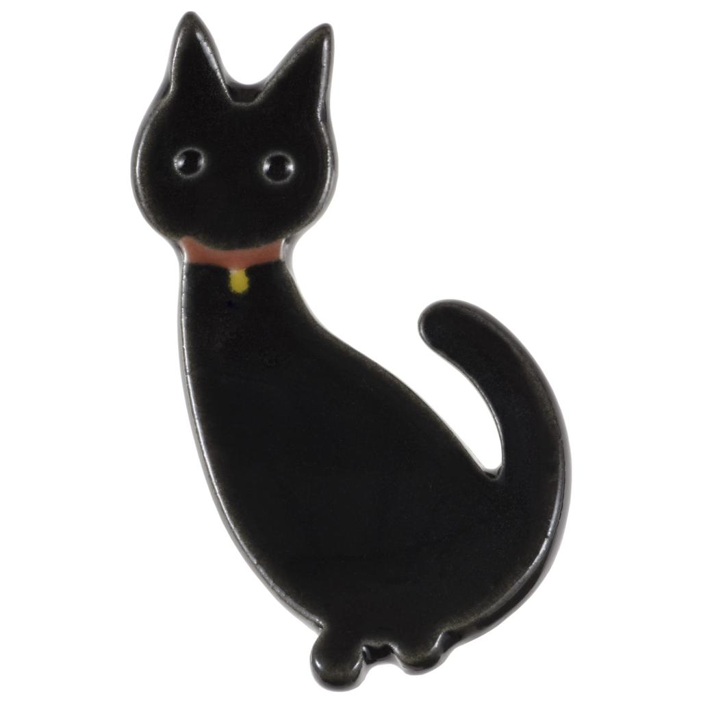 Tatara Chopstick Mino Tatara 030553 Rest, Cat, Black, Ware, Ceramic, Handmade, Hand-Formed, Style,