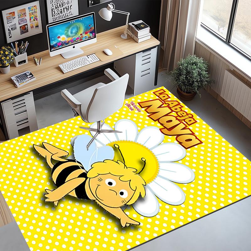 Maya the Bee Pattern Rug, Indoor/Outdoor Mat, for Picnic, Gameroom, Bedroom, Office, Living Room, Home Decor Carpet, Birthday Gift