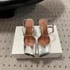 Fashion New Satin Mary Jane Fashion Sandals European American Women's Summer Square Head Thick Heel Shopping Commuting Style High Heels