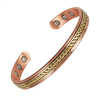 Ikuinen Pure Copper Bracelets Magnetic Adjustable Cuff Twisted Bangles High Magnet Jewelry Resizable