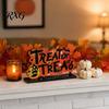 Stable Base Halloween Decor Wooden Tabletop Ornaments, Freestanding Solid Wood Letter Signs, Decorative Table Centerpiece Tiered Tray Decorations with
