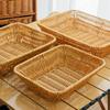 Woven Storage Basket Imitation Rattan Organizer Fruit Bread Container Home Kitchen Restaurant Display Tray Durable Multi-Use