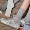 Summer Light And Breathable Half-Foot Socks, Girls' Gray Miu Ballet Style Stacking Foot-Stepping Flip-Flop Socks