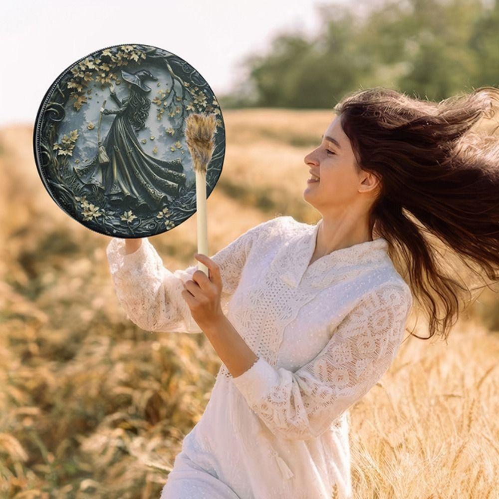 Ręcznie robiony szamański bęben na Halloween z pałeczką bęben ręczny bębny dekoracyjne na Halloween Halloween