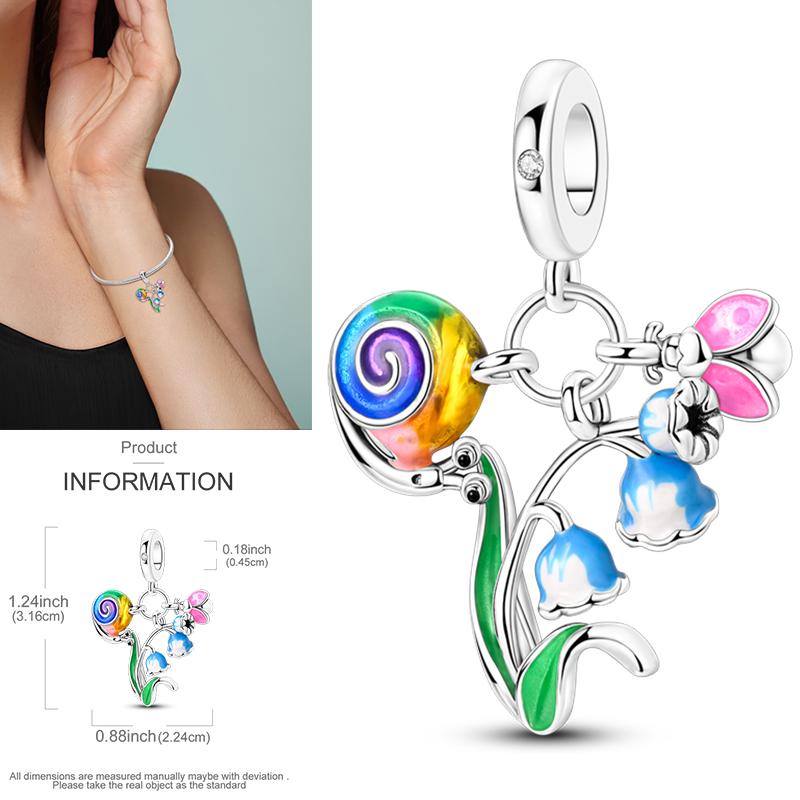 Neuer 925er Silber Kaktus Kleeblatt Anhänger Frühlingsgrüne Serie Perlenanhänger Für Original Perlenarmband DIY Schmuck