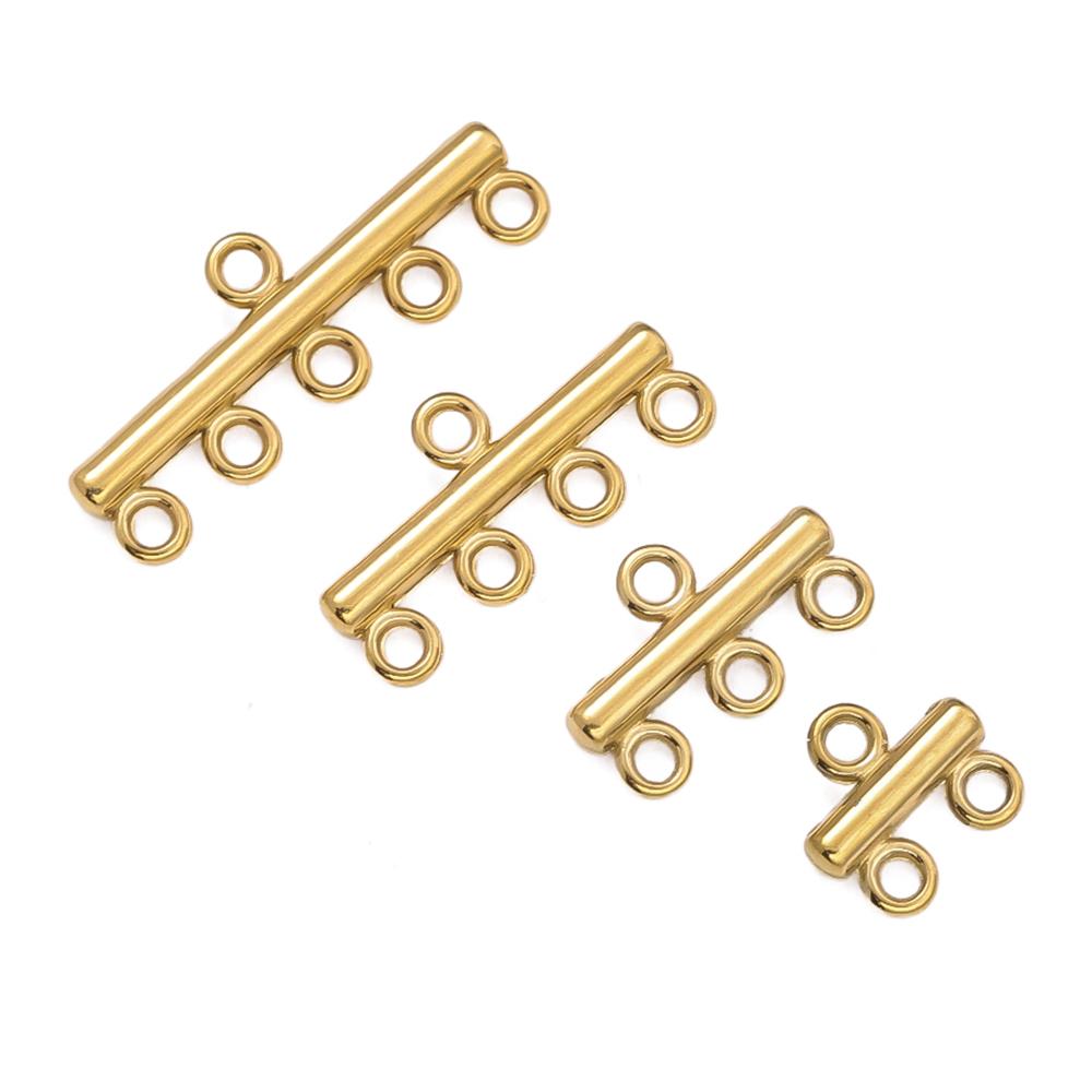 5pcs 2-5 Strands Stainless Steel Multi-Hole Layer Clasps Pendant Connector for DIY Necklace Bracelet Jewelry Making Findings