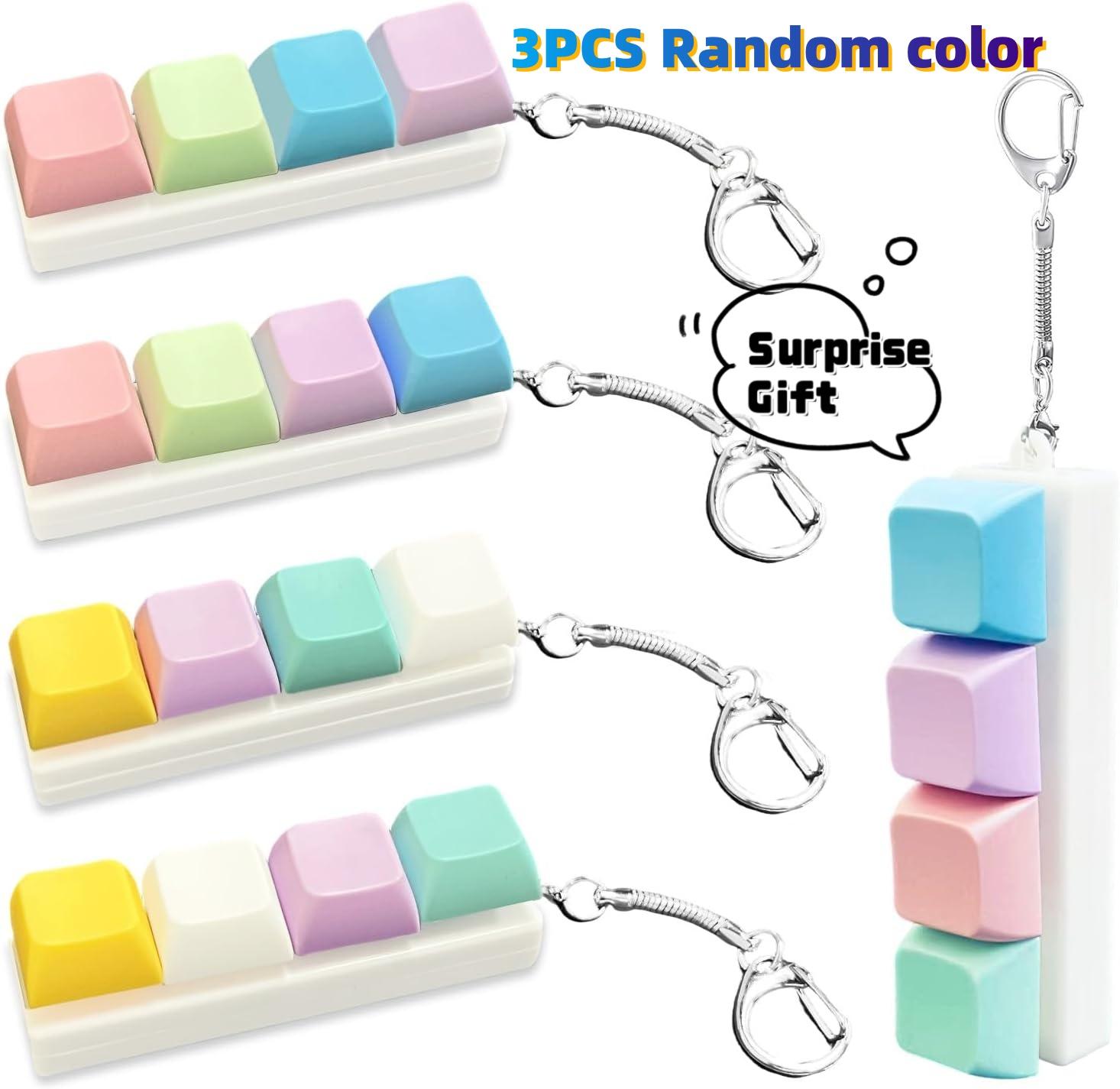 4 Knoppen Toetsenbord Toetsen Cap Fidget Sleutelhanger Toetsenbord Toets Speelgoed Toetsenbord Klikker Speelgoed Toetsenbord Kubus Speelgoed voor Volwassen Cadeaus Om Tijd te Verdrijven 8 cm