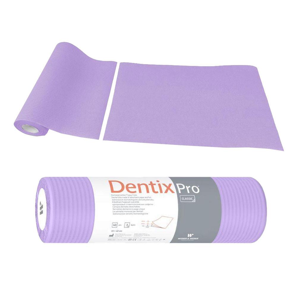 Dental Napkin On A Roll 33cm x 48cm Purple Foiled 54g Dentixpro 40pcs