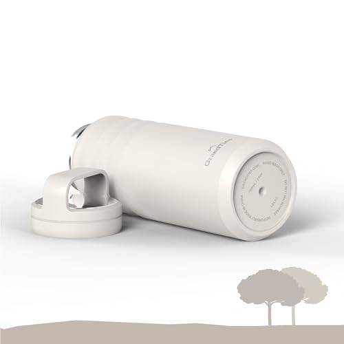 GRANDTIES Vacuum Insulated Stainless Steel Water Bottle, Wide Mouth, 709ml, with Two Lids, Direct Drinking, Keeps Hot or Cold Water Hot for 12 Hours,