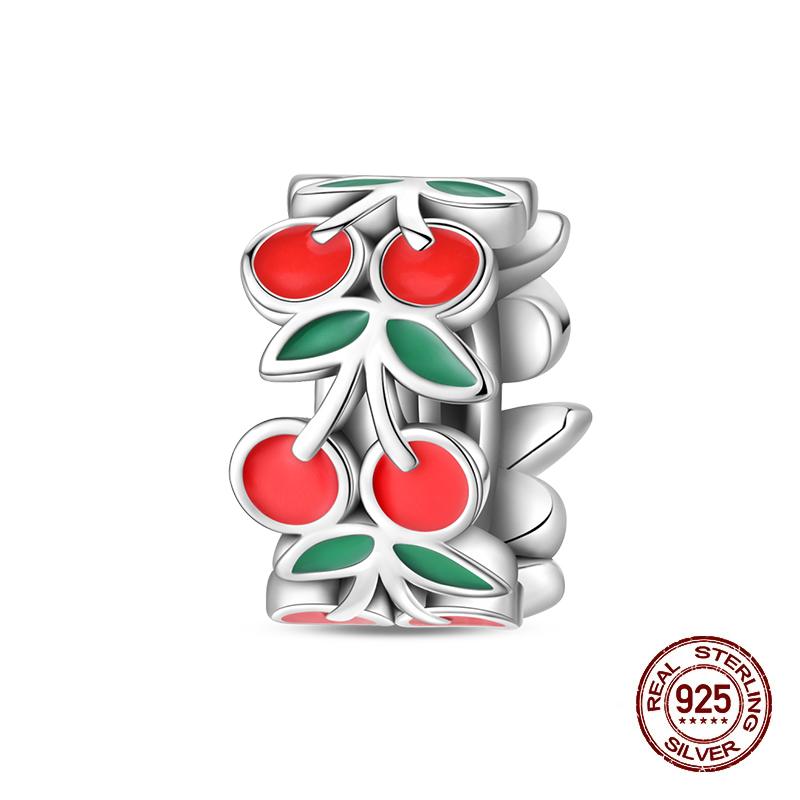 100% Copper Strawberry Lipstick Ladybird China Red Charms Beads Fitoriginal Bracelets For Women Diy Jewellery