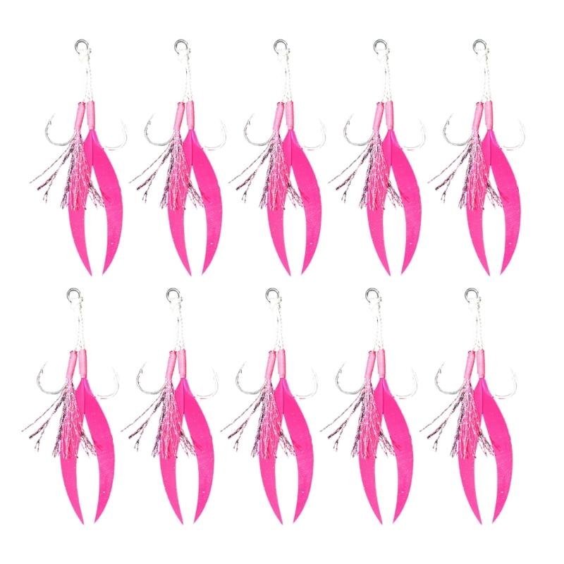 Double Fishing Assist Hook for Vertical Jigging Lures, 10Pcs Jigging Hook Slow Falling Jigs Fishing Hook Replacements