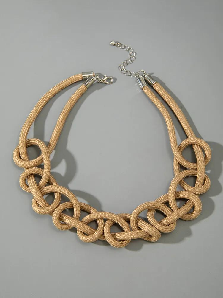 

Уникальное дизайнерское ожерелье с узлом и шнурком-змейкой для женщин. One Size хаки