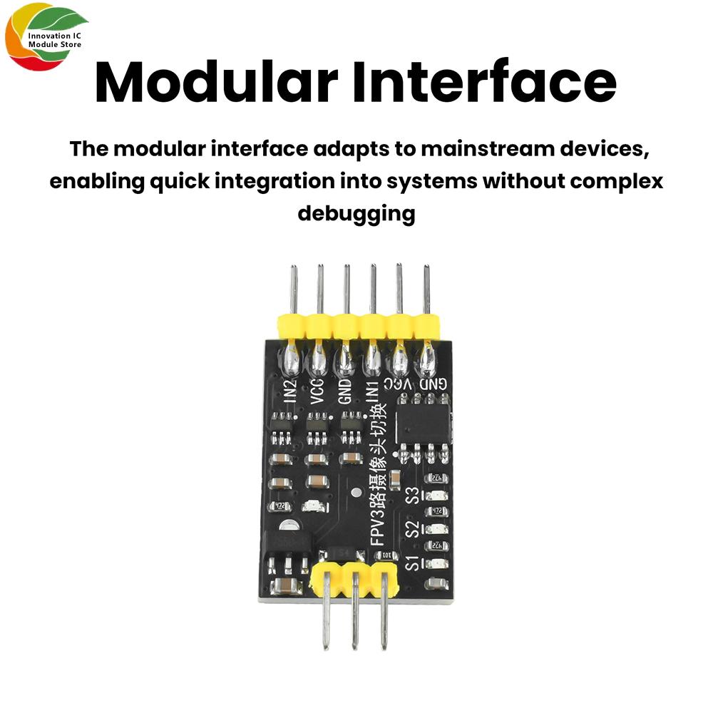 DC5-12V 3-Channel Video Switcher Module FPV 3-Camera Switching with PWM Control Suitable for RC Drones and FPV Racing Drones