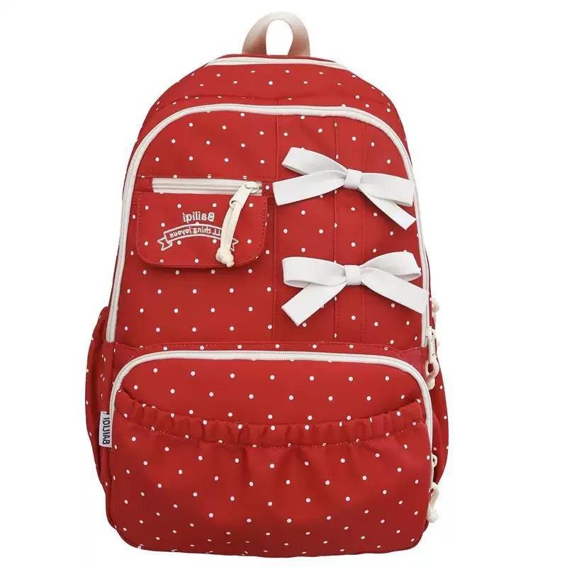 Zaino versione coreana ins carino a pois zaino femminile design di nicchia grande capacità zaino scolastico per studenti fiocco zaino versatile