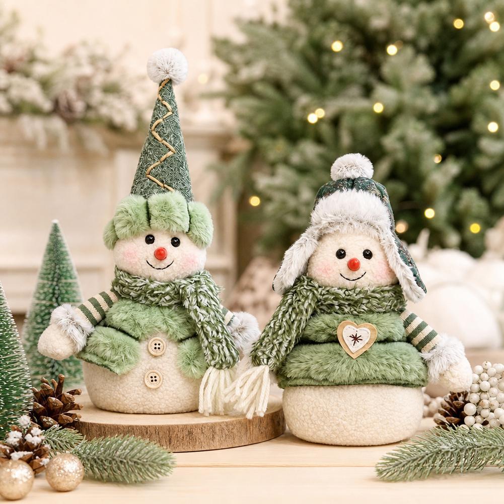 Cozy Green Christmas Snowman Doll Soft Sherpa Exquisite Knitted Gnome Doll Christmas Decorations Home Xmas Tree Decor New Year