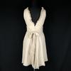 GRACE CONTINENTAL Polka Dot 100% Silk Sleeveless Knee-Length Dress/Women’s Size S/36/Beige Tone/(USED)