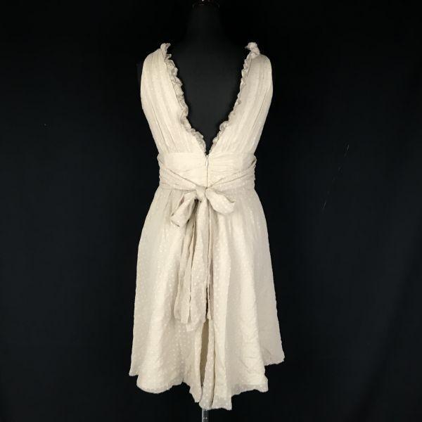 GRACE CONTINENTAL Polka Dot 100% Silk Sleeveless Knee-Length Dress/Women’s Size S/36/Beige Tone/(USED)