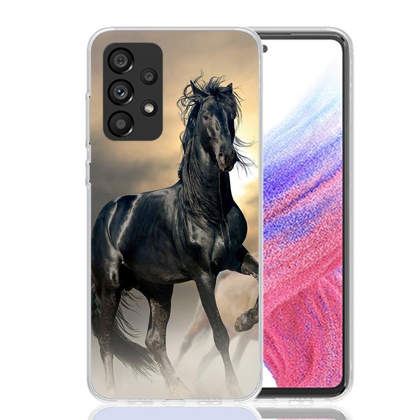 Animal Black Horse Phone Case For Samsung Galaxy A13 A14 A15 A16 A17 A53 A54 A55 A56 A33 A34 A35 A36 A23 A24 A25 A26 A05S A04S G