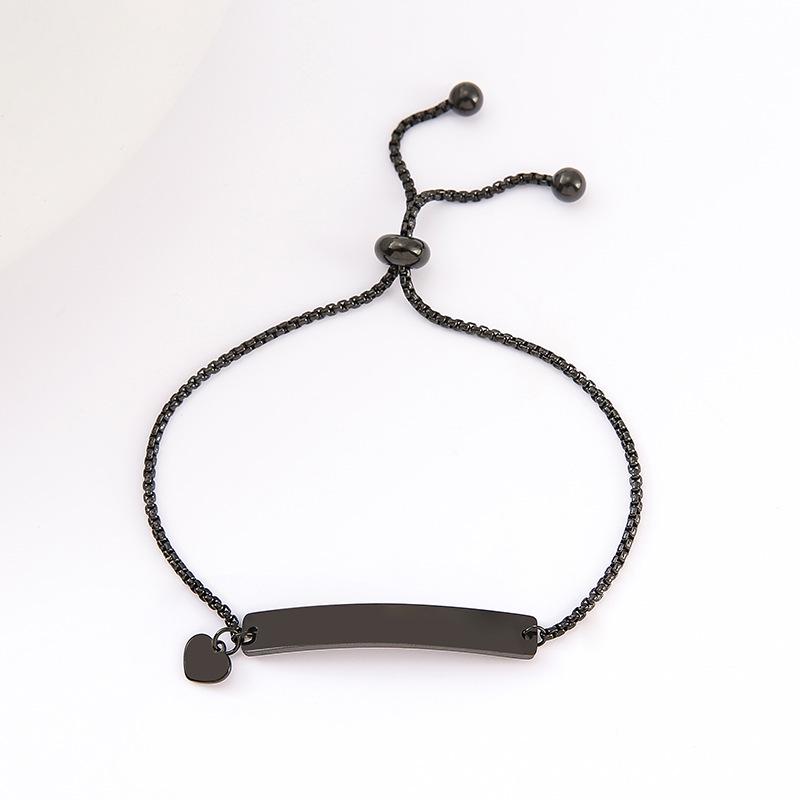 Adjustable Stainless Steel Bracelet with Laser Engraved Butterfly and Curved Plate