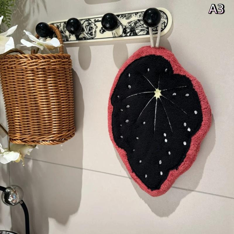 Leaf Shape Hand Towels – Hanging Absorbent Microfiber Towels for Kitchen & Bathroom (Monstera & Taro Leaf)