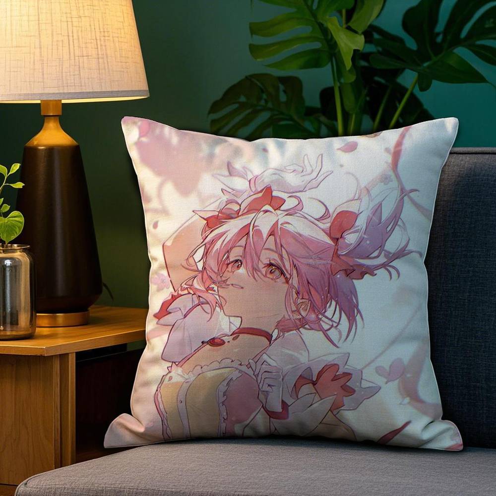 Anime M-Madoka M-Magica Pillow Case Plush Fabric Soft Double Sided Print Sofa Cushion Cover Throw Pillow Covers