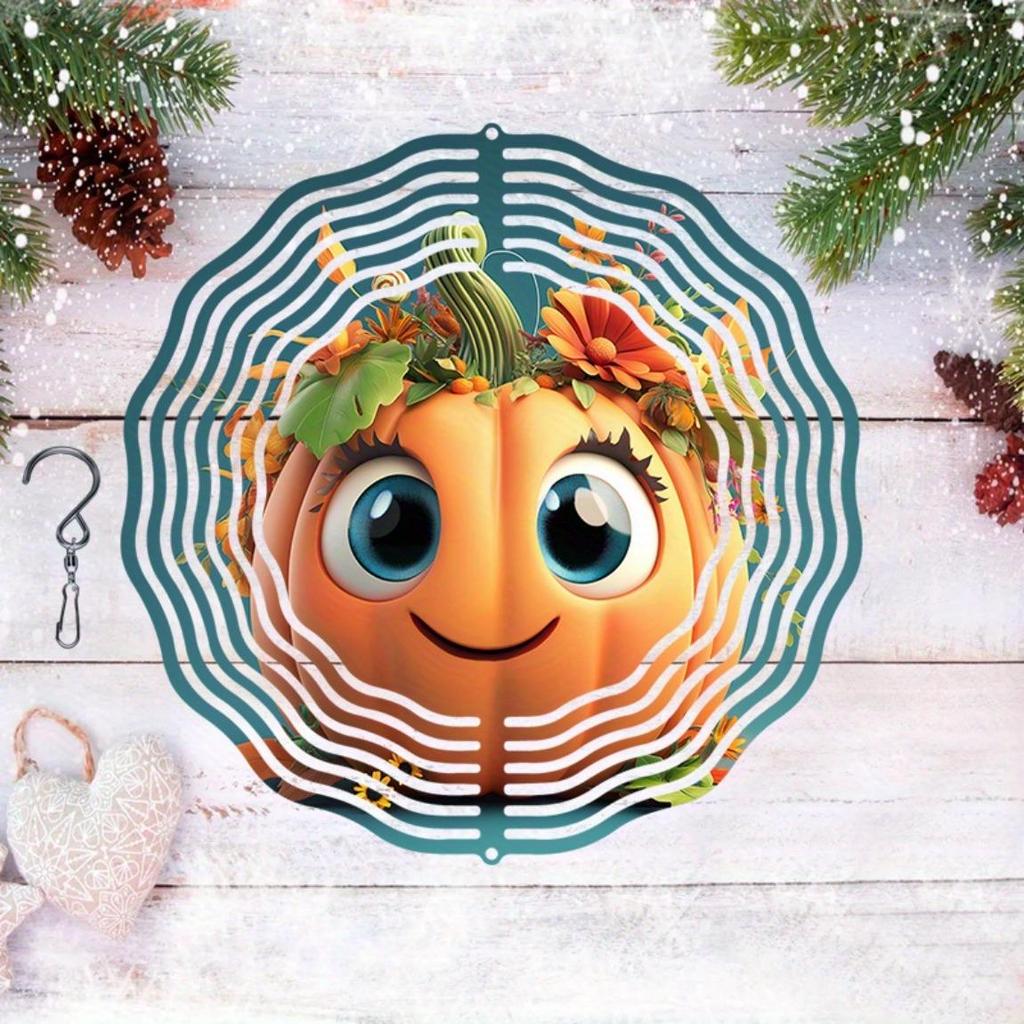 Metal Wind Chime with Pumpkin and Autumn Leaf Design No Battery Needed for Garden Courtyard Indoor Outdoor Decor Holiday Gift