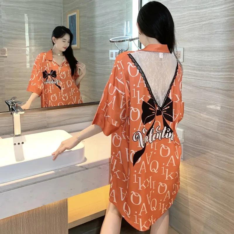 Women's Pajamas Plus Size Sexy Wild Leopard Print Nightgown Nightgown Short-sleeved College Students Homewear Women's Clothing