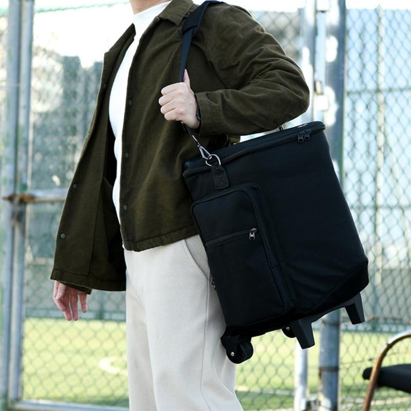 Carrying Case Rolling Speaker Bag for Wireless Speaker Foldable Storage Bag Multi Pocket Protective Case with Wheel