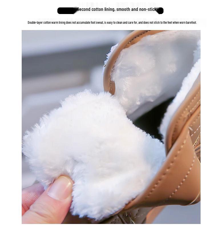 Jungen 2025 Winter Schneestiefel: Samtgefüttert, Verdicktes Lederfell, Baumwollschuhe für Mittel- bis Großkinder