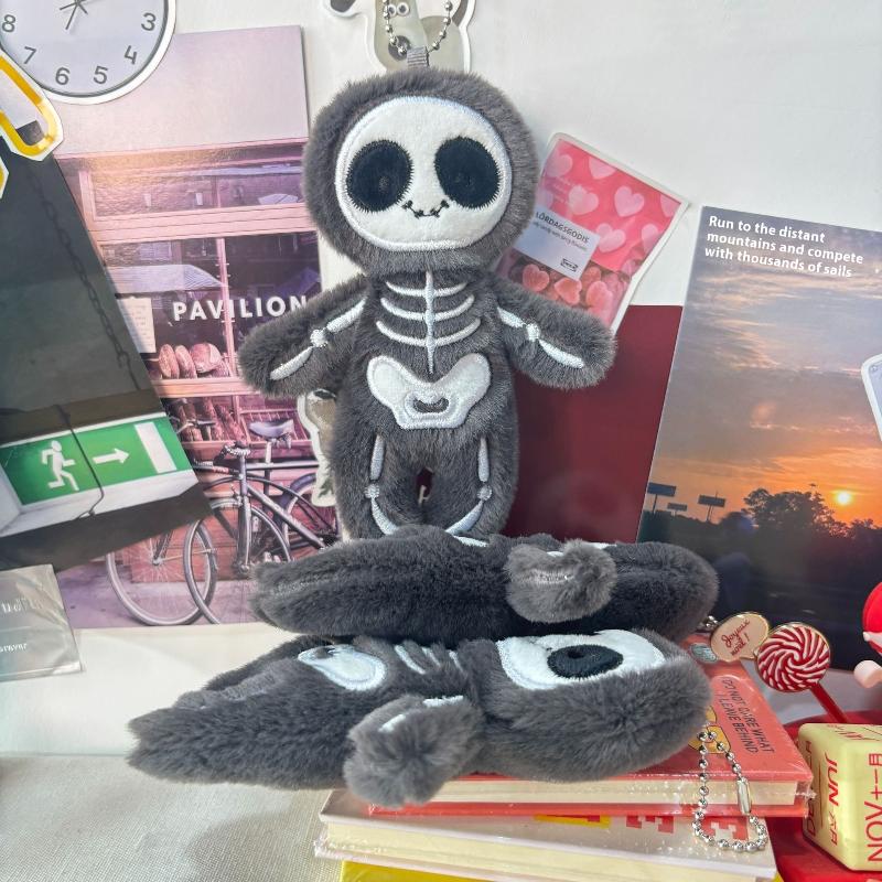 Cartoon Halloween Skeleton Plush Doll Pendant Keychain Creative Backpack Accessory Home Decoration For Children Halloween Gifts