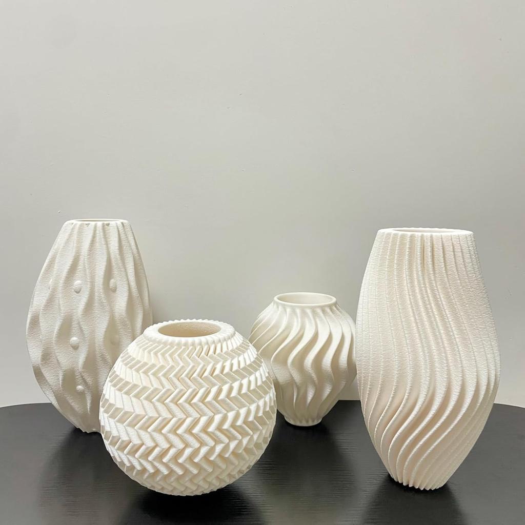 Modern Vase, White Minimalist Small Flower Holders for Pampas Grass Decor, Coffee Table & Shelf Decor, Abstract Vases for Flower Bouquet, Trendy Home