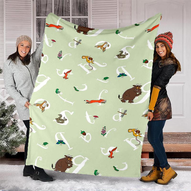 Coperta stampata a tema Il Gruffalò - Perfetta per divano, letto, viaggi e uso all'aperto | Lavabile in lavatrice, accogliente e resistente.