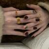 Vintage Gold-Plated Filigree Palace-Style Ring for Women - Exquisite Light Luxury, High-End Temperament Index Finger Jewelry