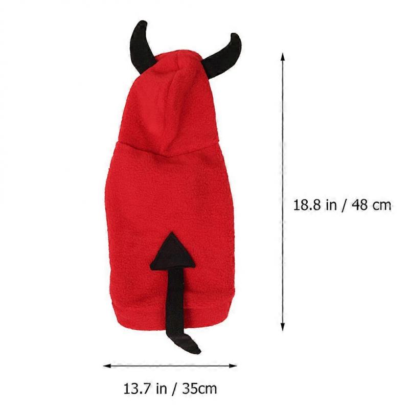 Halloween Dog Clothes Pet Costume for Winter 2Pcs Red Apparel