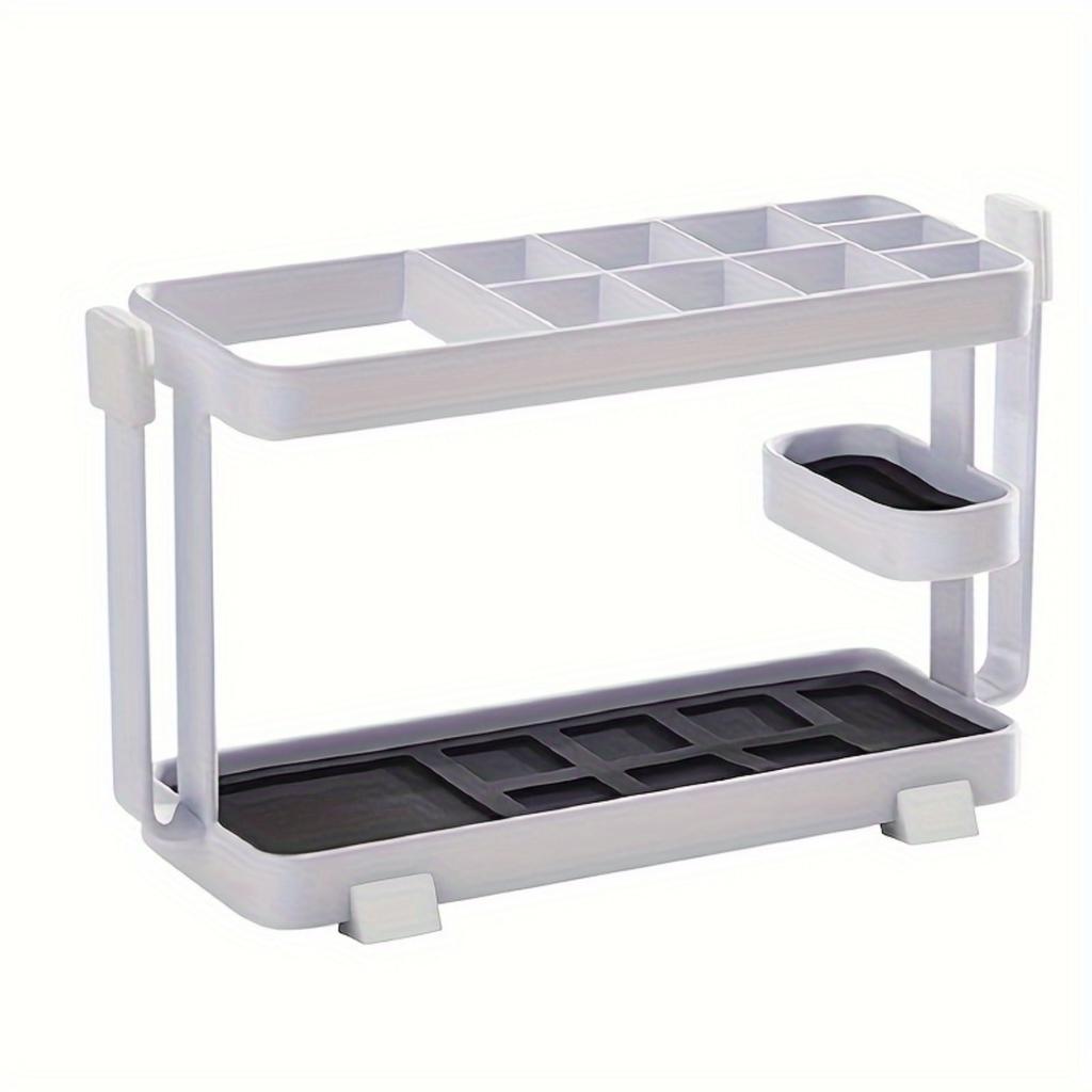 Countertop Toothbrush Holder with Bathroom Organizer Rack - Space-Saving Easy To Clean Washroom Storage for Toothpaste & Cups