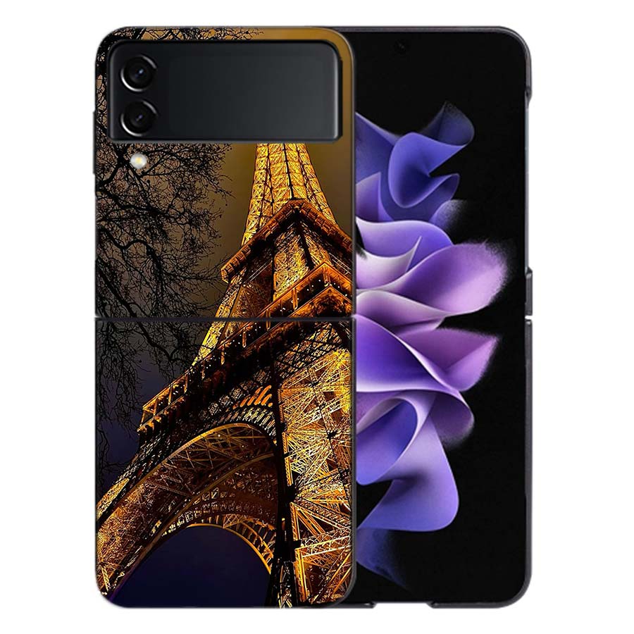 

Eiffel Tower Art Phone Case For Samsung Z Flip 6 7 5G Galaxy Z Flip 5 4 3 5G Cases Shockproof Hard Cover TPU Galaxy Z Flip 5 5G