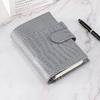 Portable Crocodile Pattern Leather Notebook with Card & Cash Slots