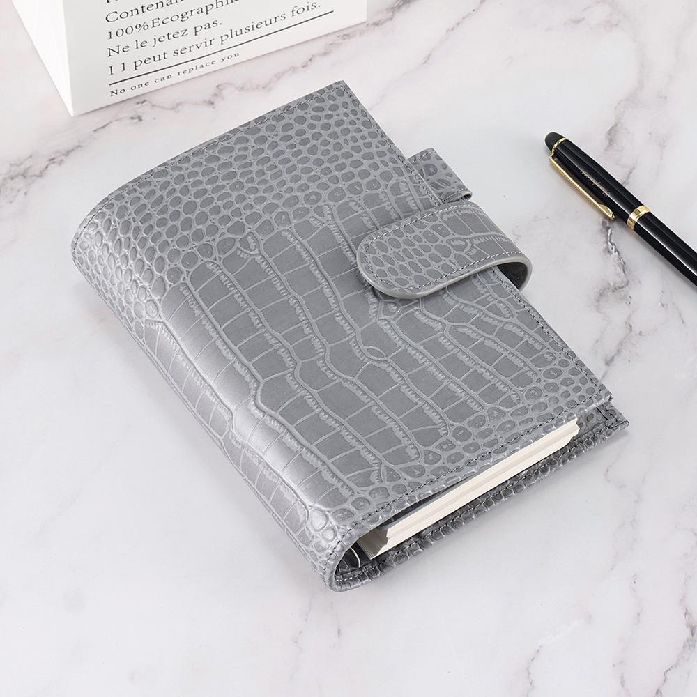 Portable Crocodile Pattern Leather Notebook with Card & Cash Slots