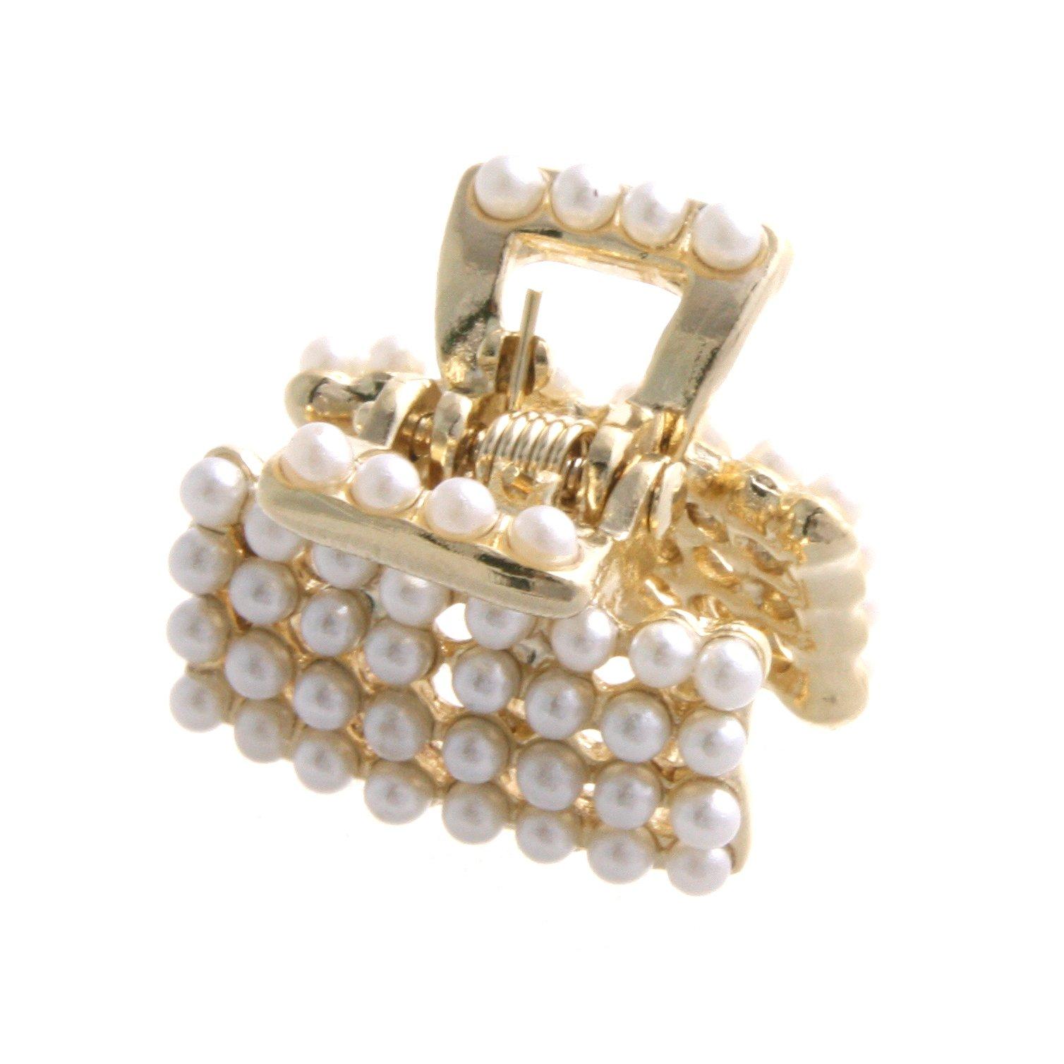 

VINGTAINE Small Pearl Square Mini Vance Clip Hair Clip Hair Accessory [Vintaine] H-609