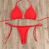 Maillots de bain pour femmes Couleur unie Bikini Ensemble Halter Sexy String Brésilien Beachwear Maillots de bain