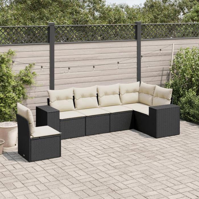 VidaXL Garden Lounge Set with Cushions 6 Pcs, Patio Sofas, Patio Furniture Set, Outdoor Furniture, Black 3222625