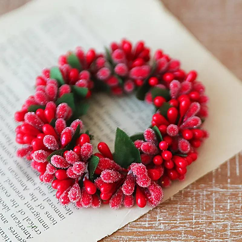 Ornaments Christmas Candlestick Garland Simulated Red Berry Candle Holder Xmas Wreath for Home New Year Party Dining Table Decor