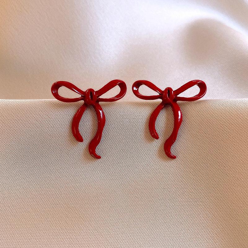 2024 Exquisite High-End Retro Silver Needle Red Heart Flower Earrings for Women