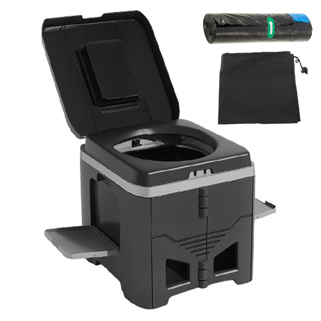 Portable Toilet w/ Lid and Carry Bag Foldable Travel Potty 150KG Capacity Camping Toilets for Hiking Beach Car Truck RV