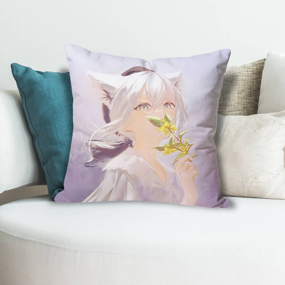 Cute SShirakami FFubuki Anime Celebrity Merchandise AllMatch Printed Pillow Case Sofa Car Office Room Decoration Protector