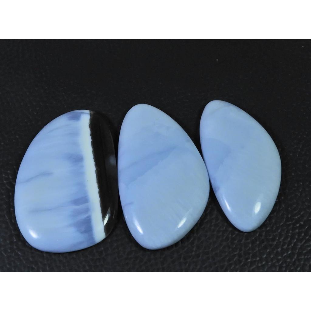 164Cts.Natural Blue Opal Fancy Cabochon Loose Gemstone 3Pcs Lot 46-47MM A-824