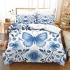 Purple Flower Print Bedding Bedroom Set Duvet Cover With Pillowcase Three-Piece Set
