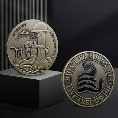 Bronze Challenge Coin Freedom Dies When Dictators Rise Metal Hobo Coin Live Free or Die Collectible Lucky Token Coin for Collectors