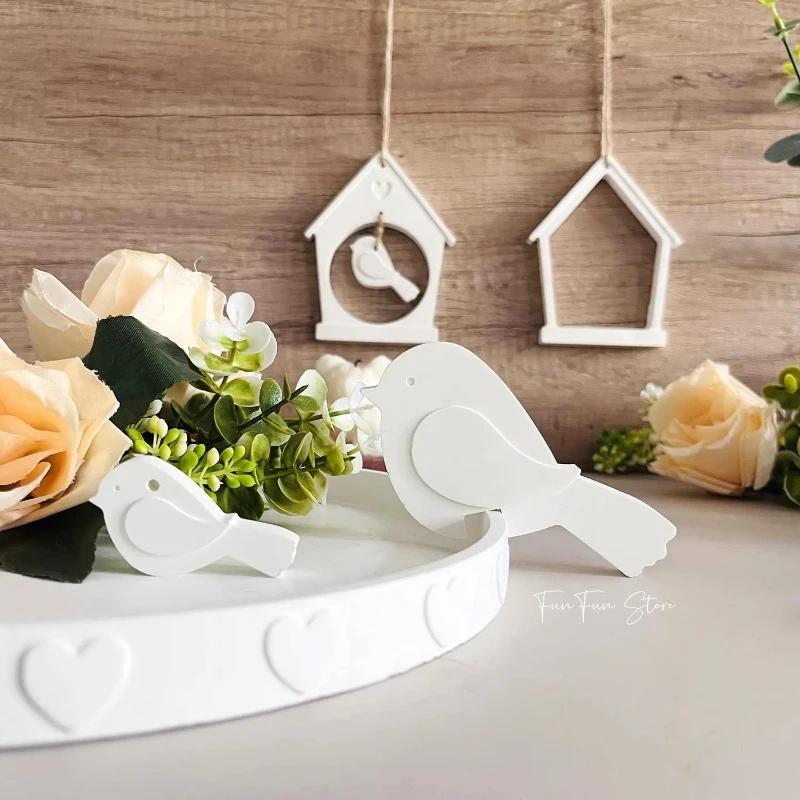 2pcs Birdhouse Silicone Molds for DIY Resin Casting - Heart-Shaped Hanging Decor Epoxy Molds with Bird and Flower Embellishments