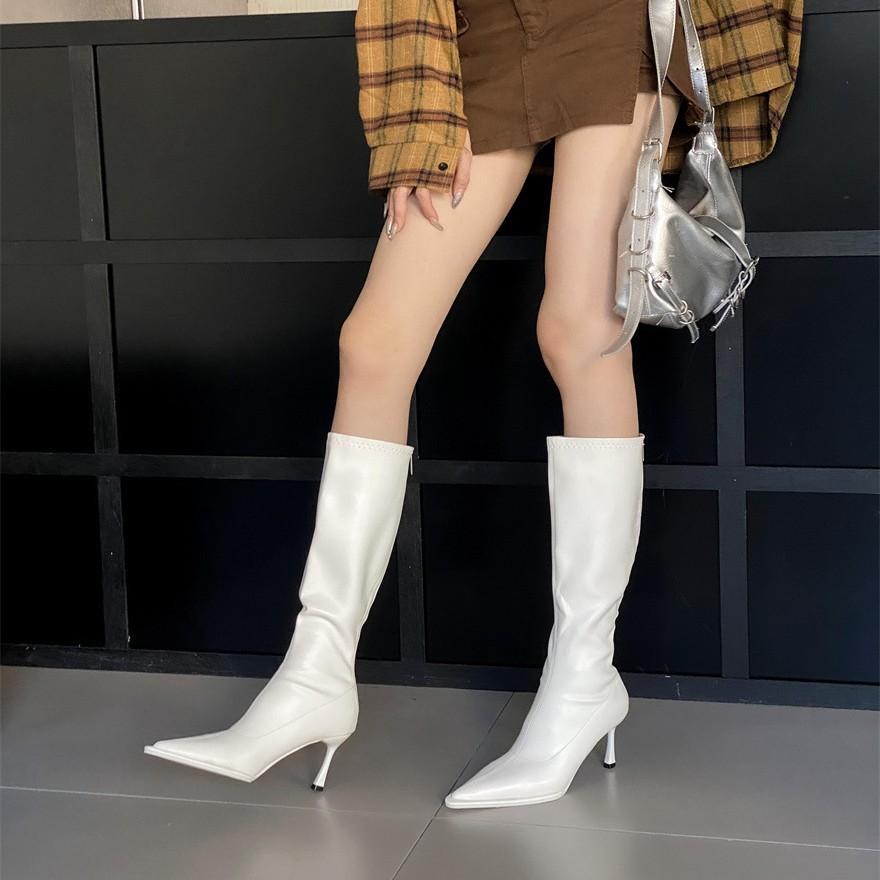 2025 Autumn and Winter New British Style Women's Boots Internet Celebrity Pointed Head Thin High Heel Thin Temperament Thin Boots Niche Long Boots 